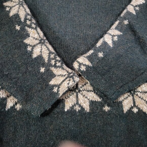 NEO Northeast Outfitters Sweater Mens Medium Wool Green Snowflakes Vintage - Picture 5 of 9